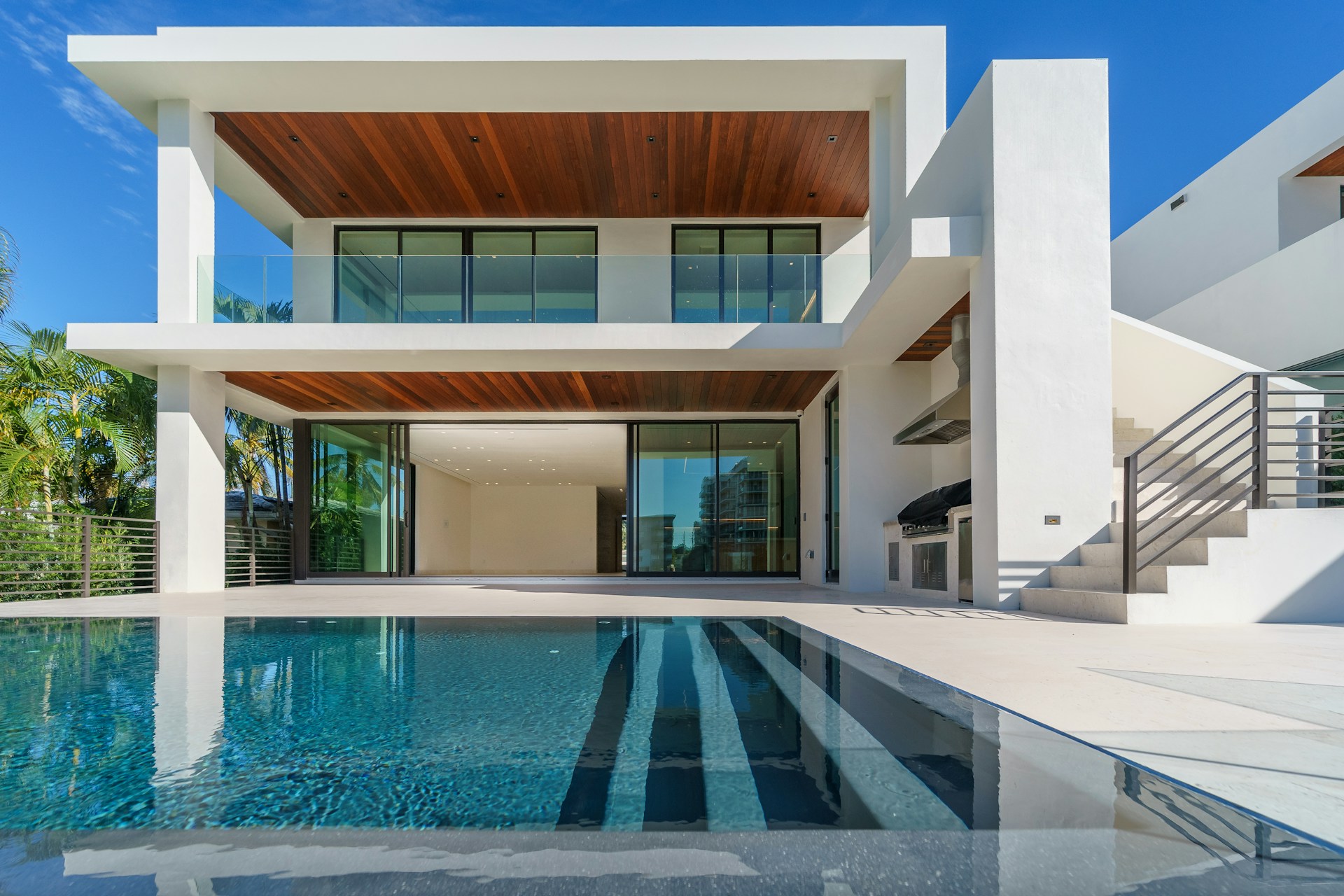Stunning luxury modern mansion with contemporary architecture and landscaping